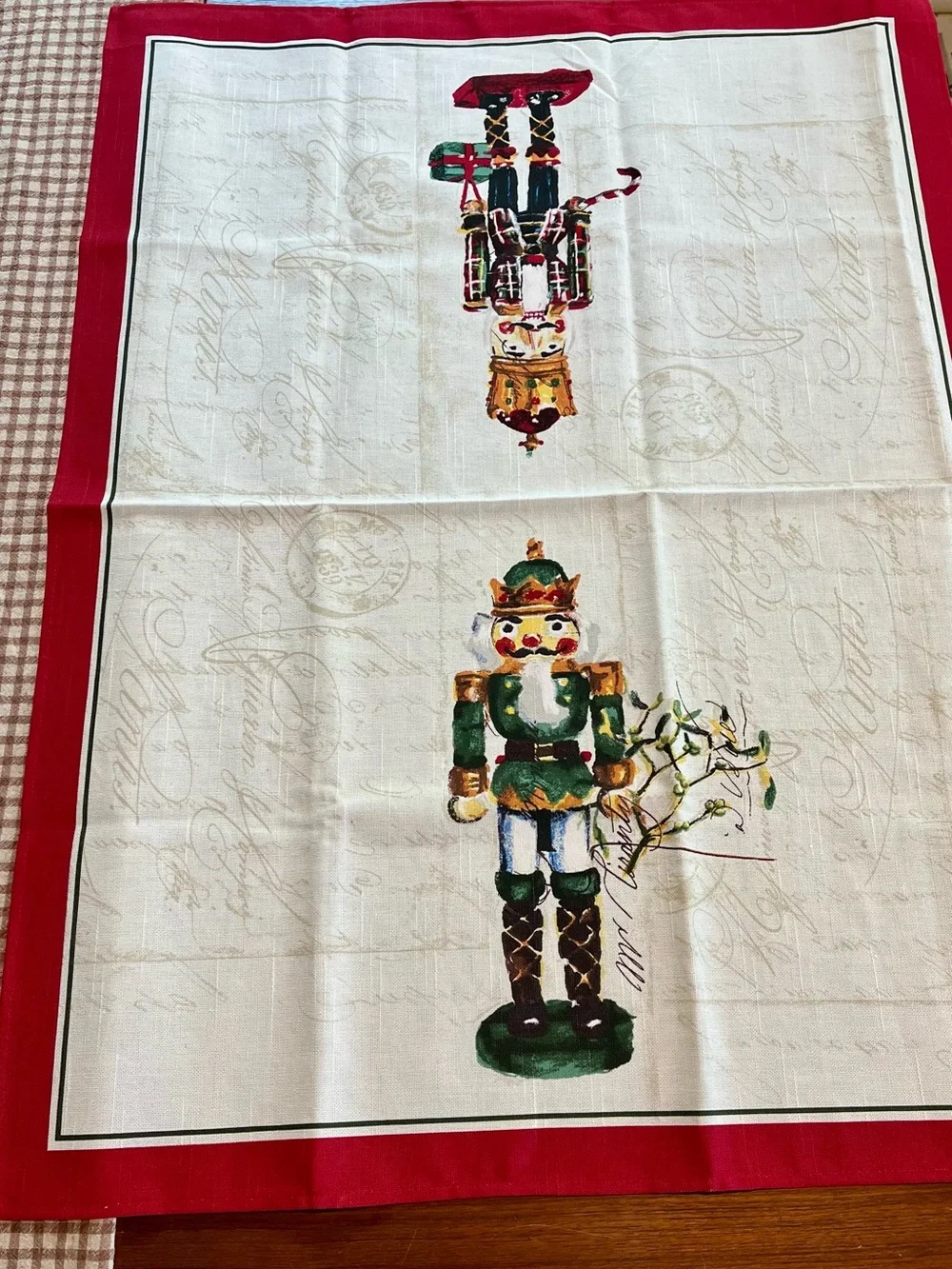 Williams Sonoma Nutcracker Tea Towel Green & Red
